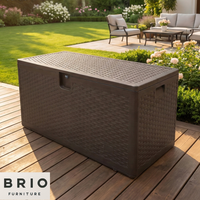 Boîte de rangement extérieure de 120 gallons, grande boîte de rangement imperméable pour terrasse, conteneur de rangement en résine verrouillable pour coussins de patio, outils de jardin