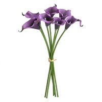 Künstlicher Calla-Lilien-Strauß 7 Stiele Handgebundene EVA Kunstblumen Rosa Lila Hochzeit Heimdekoration