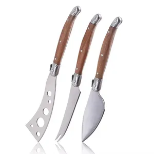 New Product Ideas 2024 Stainless Steel Cheese Tools 3 PACK Cheese Knife Set Wooden Handle Kitchen Accessories