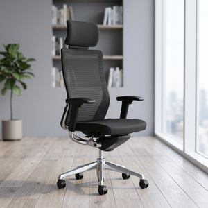 Chaise ergonomique Okamura Choral en maille avec appui-tête et accoudoirs réglables - Cadre chromé inclinable pour la maison, le bureau, l'hôpital, l'hôtel - Product Image 3