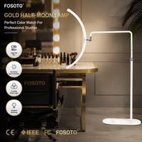 Fosoto 45W FT-Y16 Lampe à cils demi-lune en strass, lumière annulaire professionnelle multi-angles pour le maquillage, les services de tatouage, les salons de beauté