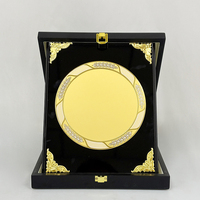 Boîte en bois noire pliable avec plaque de certificat en or et argent MH-FJ0192