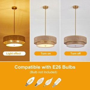 <span class=keywords><strong>Lampadario</strong></span> a 2 Livelli in Rattan Oro <span class=keywords><strong>Beige</strong></span>, Altezza Regolabile, per Sala da Pranzo, Prezzo di Fabbrica - Product Image 4