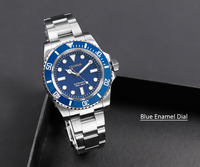 Montre Cronos Sub Diver pour homme sans date, bracelet brossé, lunette en céramique, résistante à l'eau jusqu'à 200 mètres