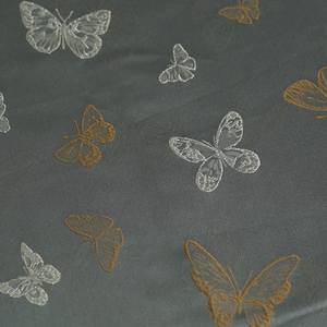 Tùy Chỉnh Dệt Vải Polyester Đẹp Bướm Mô Hình Chống-Đóng Cọc Jacquard Grey 100 Polyester Vải Cho Hàng May Mặc - Product Image 1