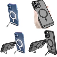 Casing Magnetik Transparan dengan Holder untuk iPhone 15 14 13 12 Plus 11 16 Pro Max 17 Air, Sublimasi untuk Cover iPhone