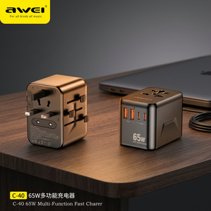65W Universal GaN Travel <b>Charger</b> 2USB+2 Type-C Camera Mobile Phone Laptop Earphone Supports PD QC3.0 ABS Wall - Product Image 3