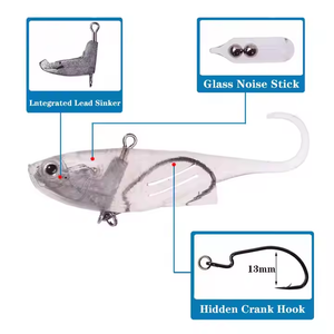 ORJD-Appât souple VIB en silicone, appât caché anti-accrochage, pour la pêche, 9cm, 14.5g - Product Image 4