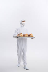 Très respirant antistatique blanc 100% Polyester combinaison de travail uniforme de protection pour l'industrie alimentaire hygiène vêtements de travail - Product Image 5