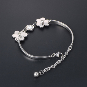 Korean Style <b>Flower</b> Crystal <b>Bracelet</b> For Women Titanium Steel Everyday Wear CE469 - Product Image 3