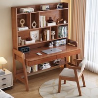 Bureau en bois massif avec bibliothèque intégrée, bureau à domicile, chambre à coucher, atelier, table d'ordinateur minimaliste moderne, bureau d'étude