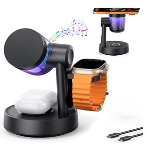 Cargador Inalámbrico Magnético RGB de 25W para Teléfono y Reloj, Carga Rápida, Altavoz BT - Product Image 3