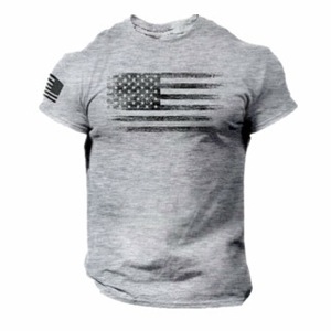 Camiseta de Manga Corta para <span class=keywords><strong>Hombre</strong></span>, Marca YY, Diseño de Águila con Bandera Americana, Algodón y Fibra de Bambú, Estilo Vintage, Verano, 300g de Peso de Tela - Product Image 3