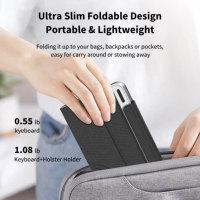 Keyboard dapat diisi ulang, dengan Touchpad Keyboard nirkabel lipat dengan dudukan sarung pelindung untuk iPad Tablet Smartphone