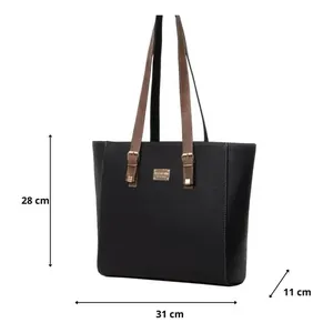 Borsa tote nera da donna Fana Adelle M3713 in microfibra e pelle sintetica per uso quotidiano - Product Image 3