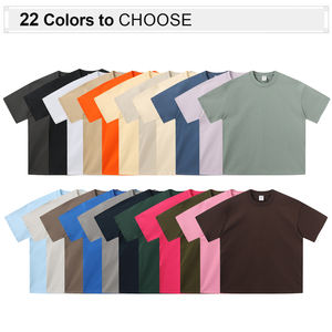 High Quality 275g Heavyweight Round Neck <b>Oversize</b> Drop Shoulder Solid T-<b>shirt</b> Plain Custom T-<b>shirt</b> - Product Image 2