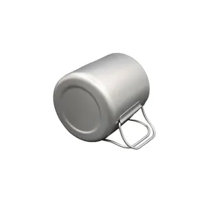 Ultralight Pure Titanium 220/300/450/550ml Water Cup Set Mug Camping Climbing Riding Double Wall Foldable Handle Drinkware