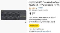 Untuk Log Tech K400 Plus Keyboard sentuh nirkabel kontrol Media mudah Touchpad bawaan untuk HTPC PC terhubung TV Chrome OS Laptop