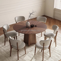 Moderner runder Tisch aus massivem Holz Esstisch und Stuhl Set Home Runder Esstisch aus Holz mit Plattenspieler