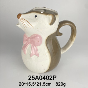 Taza de Cerámica con Diseño de Nutria y Lazo Rosa, Pintada a Mano, para Café, Leche o Desayuno, Regalo Decorativo para el Hogar - Product Image 5