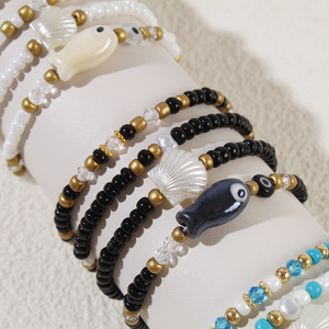 Conjunto <span class=keywords><strong>de</strong></span> Pulseras Apilables <span class=keywords><strong>de</strong></span> Verano con Cuentas <span class=keywords><strong>de</strong></span> Cristal, Conchas y <span class=keywords><strong>Ojo</strong></span> Turco Bohemio <span class=keywords><strong>para</strong></span> Mujer - Product Image 5