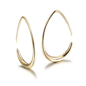 minimalist style oblong rectangle hoop earrings