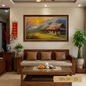 Pintura al Óleo de Pueblo de Montaña de Vietnam, Directo de Fábrica, Lienzo Premium, Arte Decorativo para Pared, Servicio OEM ODM, Modelo TBN59-23 - Product Image 2