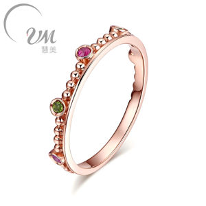 Bague unisexe en or rose 18 carats de style classique avec incrustation de diopside et de rubis, certifiée NGTC, VM.Jewelry - Product Image 1