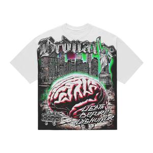 Maglietta da uomo Vintage lavata oversize ampia in cotone pesante con stampa grafica a fascia retrò - Product Image 5