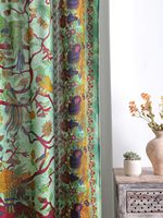 Magnifiques panneaux de rideaux Tie-Dye Mandala Arbre de Vie style Bohème pour chambre, salon, balcon – Vert