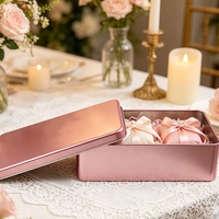 Boîte alimentaire rectangulaire en métal avec logo personnalisé, boîte à biscuits en métal, emballage cadeau de luxe pour bonbons avec couvercle amovible, faible MOQ