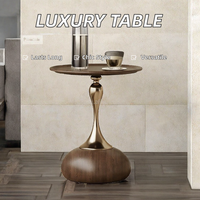 Table basse moderne haut de gamme multifonctionnelle, assemblage facile, couleur noyer, table d'appoint décorative pour salon, balcon, en métal