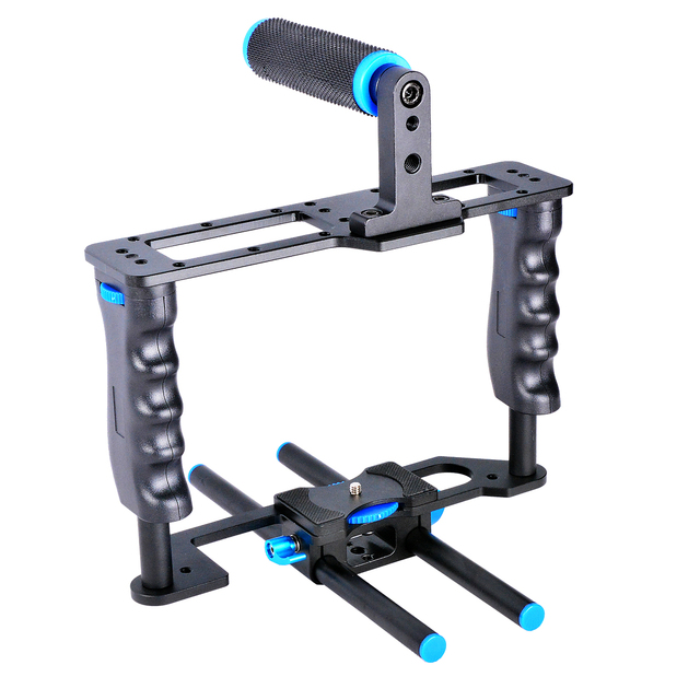 Yelangu Aluminum Camera Video Cage Kit With Video Cage Top Hand Grip15mm Rod for Canon 5D Mark II/ 5D Mark III