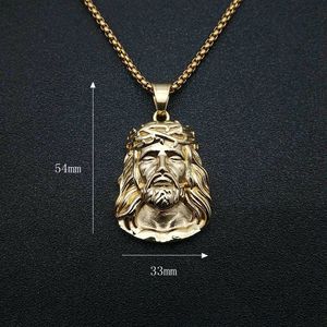2026 Europese en Amerikaanse mode hiphop roestvrijstalen 18K gouden diamant afbeelding hanger religieuze sieraden ketting met ketting - Product Image 5