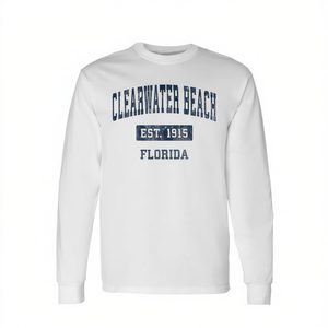 Camiseta de manga larga Clearwater Beach Florida Est 1915 Vintage Sports Navy - Product Image 2
