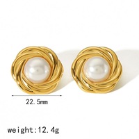 Boucles d'oreilles clous en acier inoxydable style rétro avec pierre naturelle œil de tigre, plaquées or 18 carats, géométriques et tendance, avec perles – Vente en gros