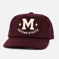 Casquettes de baseball en laine bordeaux, design streetwear, fabricant BSCI, logo brodé 3D personnalisé, style vintage, 5 panneaux, non structurées, unisexe