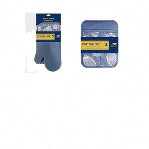 Blue Silicone Cotton Stripe <b>Oven</b> Mitt Pot Holder Set Kitchen <b>Baking</b> Cooking Heat Resistant Dishwasher Safe Eco-Friendly <b>Oven</b> - Product Image 5