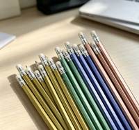 Ensemble de crayons personnalisés certifiés EN71 ISO, crayons hexagonaux en bois multicolores métalliques avec gomme, vente en gros directe d'usine