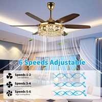 Ventilateur de plafond LED de luxe doré de 60 pouces avec lumière, grand lustre décoratif, moteur DC, télécommande