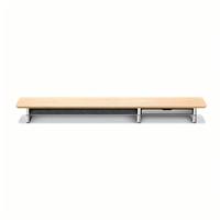 Support de moniteur double en bois massif réglable en hauteur avec pieds en aluminium et tiroir mobile gauche-droite pour organisateur de bureau