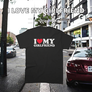 Camiseta de Manga Corta para Hombre, con Estampado de Corazón Rojo, Ecológica, de Secado Rápido, Corte Regular, de Algodón, Marca I Love My Girlfriend - Product Image 2