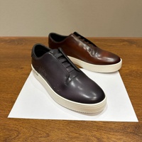 Mocassins décontractés pour hommes en cuir de vachette pleine fleur, décorés de surpiqûres, à enfiler, avec semelle extérieure en caoutchouc durable et rehaussante, style européen