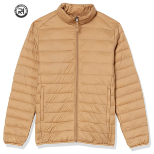 Mens Lightweight Polyester Puffer Jacket Stand Collar Front Logo Customizable Comfortable Warm Winter Outerwear for Casual Wears - Product Image 1