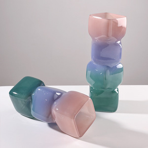 Gradually Changing Color <b>Square</b> Geometric <b>Vase</b> Tabletop Decoration Hydroponic <b>Vase</b> - Product Image 2