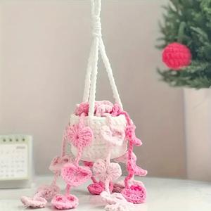 Accessoires d'usine de voiture mignons personnalisés <span class=keywords><strong>Crochet</strong></span> mignon <span class=keywords><strong>suspension</strong></span> de rétroviseur de voiture en pot tissé à la main accessoires de rétroviseur intérieur - Product Image 2