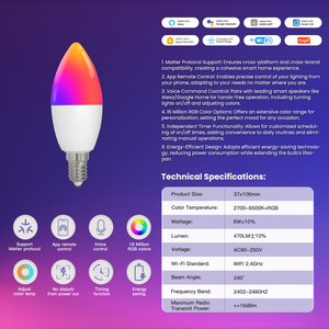 Lámpara LED Inteligente RGB LangYeao de 6W con WiFi, Control por Voz y App, Enchufe Europeo, Material de PC, Compatible con Android - Product Image 6