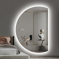 Espejo Inteligente de Pared de Media Luna sin Marco con Luces LED Iluminadas y Bluetooth, Espejo de Baño Impermeable