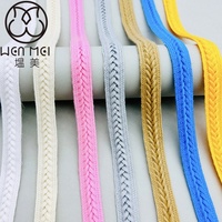 Lacets plats tressés en polyester/coton de style ethnique, cordon élastique pour la taille, lacets de chaussures en gros