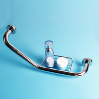 Maison de soins infirmiers Chrome Rampes Personnes âgées Salle de bain Rails de main courante de sécurité En acier inoxydable Aspiration courbée avec porte-savon Barre d'appui